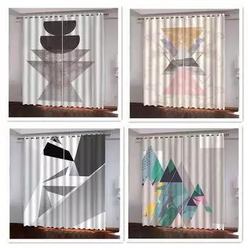 Абстрактная геометрия Art Line Cube Тонкие затемняющие жалюзи на окна для детей, спальни, гостиной, кухни, двери, домашний декор2Pieces W50 X H130(CM)X2&Hook