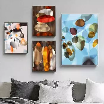Абстрактная Геометрия, круг, холст, картина, настенное искусство, красочные современные настенные художественные постеры со светом и тенью для декора гостиной, крыльца 21x30cm No Framed