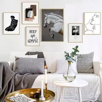 Абстрактная Геометрия Плакат Лошадь Холст Картина Обнаженная Скульптура Плакаты и принты Настенное Искусство для Гостиной Скандинавский Домашний Декор 21cm30cm NoFrame