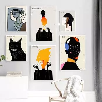 Абстрактная геометрия пылающие фигуры лица волк Пикассо скандинавский постер настенная живопись печать холст картины для декора гостиной 21x30cm No Framed
