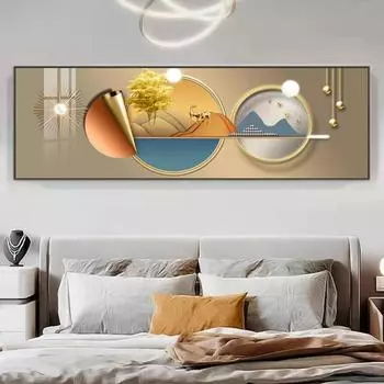 Абстрактная Геометрия Роскошная Картина на Холсте Золотой Олень Китайские Декоративные Плакаты Настенное Искусство Гостиная Спальня Декор Куадрос 20x30CM NO Frame янтарь