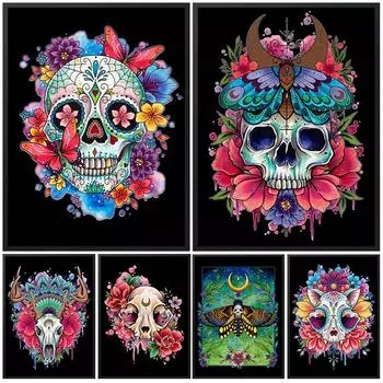 Абстрактная голова смерти Скелет Мотылек плакат настенная живопись плакат украшение дома 21cm30cm NoFrame