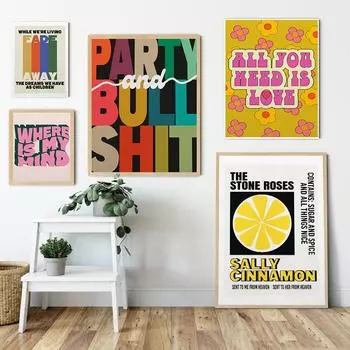 Абстрактная хип-хоп рэп музыкальная лирика типографская настенная картина без рамы холст живопись инди-рок-группа концертный плакат Декор в спальню 21x30cm No Framed