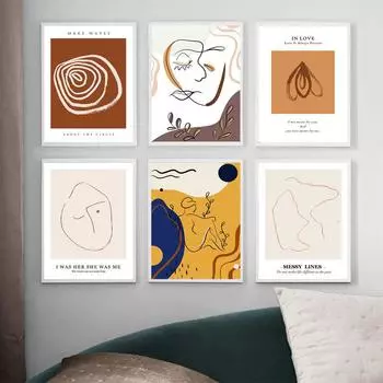 Абстрактная художественная линия, рисунок тела девушки, живопись, домашний декор, цитата из жизни, принт, цветок, минималистичный художественный плакат, принт, галерея, настенный художественный декор 21cm30cm NoFrame