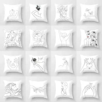Абстрактная и минималистская линия, наволочка, эскиз, домашняя наволочка, украшение для дивана, квадратная наволочка 40X40CM