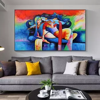 Абстрактная индуистская богиня, любовь к Господу Кришне, холст, картина, религиозный индуизм, настенные панно для гостиной, домашний декор 20cm40cm NoFrame