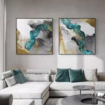 Абстрактная картина из золотой фольги, холст, скандинавская белая и черная Настенная картина для гостиной, модный постер и декор с принтом 21cm30cm No Frame