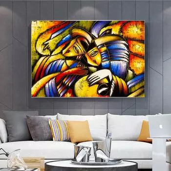 Абстрактная картина маслом для лица, печать на холсте, постеры и принты, современное искусство в любви, настенное искусство для декора гостиной Куадрос 21cm30cm NoFrame