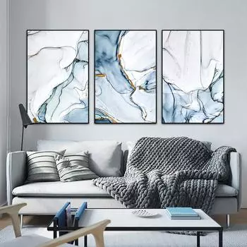 Абстрактная картина маслом «Голубая река», современные настенные постеры и принты Куадрос, украшение для гостиной, дома, искусство 21cm30cm NoFrame