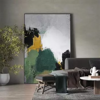 Абстрактная картина маслом из зеленой золотой фольги, напечатанная на холсте, современные роскошные постеры, принты, настенное искусство для украшения крыльца гостиной 21cm30cm NoFrame