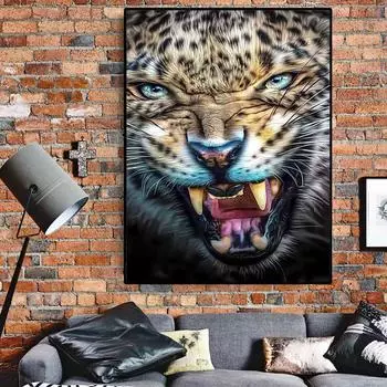 Абстрактная картина маслом на холсте с изображением животных леопарда, плакат и принты, скандинавская настенная картина для гостиной, украшение дома 21x30cm No Framed