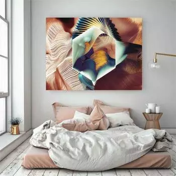 Абстрактная картина маслом, печать на холсте, волны, художественные линии, геометрические перья, креативный постер, скандинавский современный минималистский декор для дома 21cm30cm NoFrame