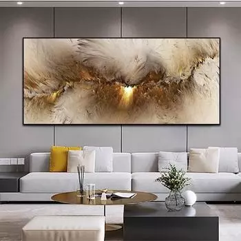 Абстрактная картина маслом серо-желтое облако фреска для украшения гостиной холст современное искусство плакат и печать без рамки 20*40cm