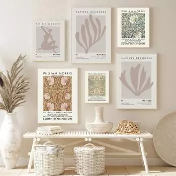 Абстрактная картина на холсте Матисса, музей Уильяма Морриса, настенное искусство, принт, ретро-постер, современная картина для гостиной, декоративная 21x30cm No Framed