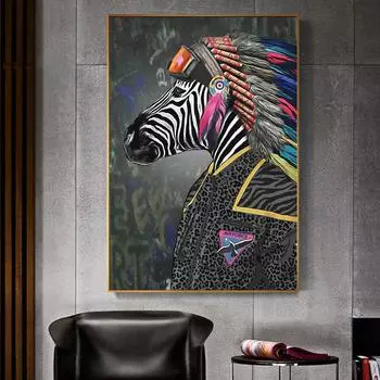 Абстрактная картина на холсте, настенная живопись с животными, зеброй, орангутангом и фламинго, цветная фотография, домашний декор для гостиной, коридора, постеры, принты 21x30cm No Frame