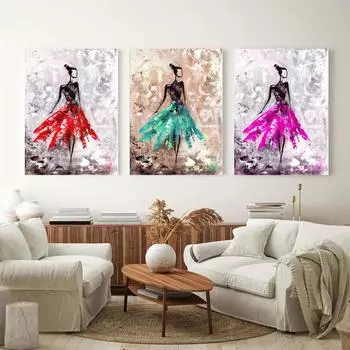 Абстрактная картина на холсте, настенный декор, художественное произведение, красная группа девушек, элегантная и красивая акварельная живопись, принты на холсте, постер 20x30cm красный