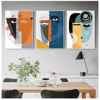 Абстрактная картина на холсте Ретро Классическая настенная живопись Холст Черная линия Обои для гостиной Спальня Уникальный постер 21cm30cm NoFrame