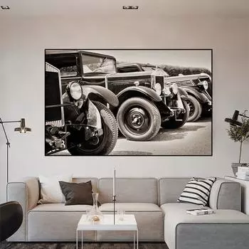 Абстрактная картина на холсте с автомобилем, винтажный держатель лампы, постеры на колесах и принты, настенная картина для гостиной, домашний декор, без рамки 21*30cm