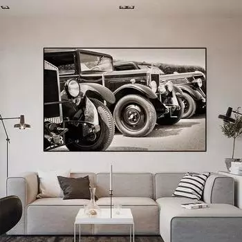 Абстрактная картина на холсте с автомобилем, винтажный держатель лампы, постеры на колесах и принты, настенная картина для гостиной, домашний декор, без рамки 21cm30cm NoFrame