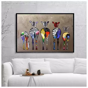Абстрактная картина на холсте с изображением зебры, настенная живопись, красочная живопись с животными, гравюра для гостиной 21cm30cm NoFrame