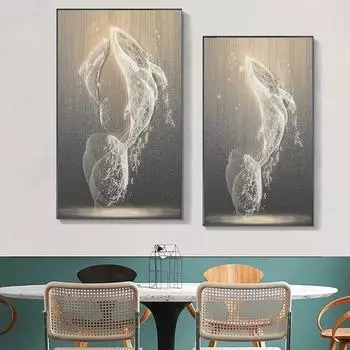 Абстрактная картина с дельфинами на холсте, принт, современная морская жизнь, животное, украшение для дома, гостиная, спальня, картины, настенные художественные плакаты 21*30cm