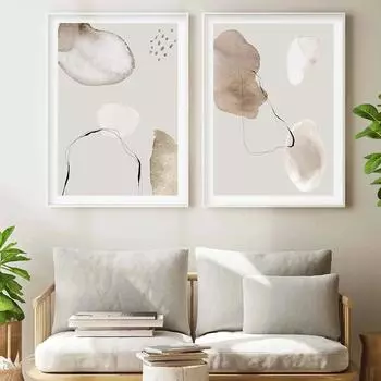 Абстрактная картина в стиле бохо с геометрическим высушенным растением, холст, картина, настенная живопись, постеры, принт для гостиной, дома, украшение Куадрос 21*30cm