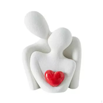 Абстрактная керамическая фигурка обнимающейся пары, подарок на годовщину, романтический День святого Валентина для жизни Red Heart Size S