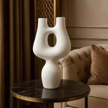 Абстрактная керамическая фигурка | Заметный элемент современного домашнего декора | Уникальный и художественный шарм | Упаковка 1 шт., Белый