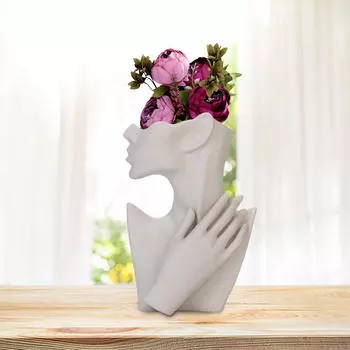 Абстрактная керамика Статуя Ваза для цветов Шикарный бюст Кашпо Скандинавская композиция для вечеринки в комнате 12.5x16.5x7.5cm