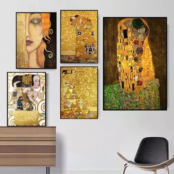 Абстрактная классическая картина Густава Климта, слеза, поцелуй, золотой холст, живопись, постеры, принты, настенные художественные картинки для украшения гостиной, Cuadros 21x30 No Frame
