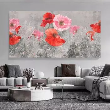 Абстрактная красочная цветочная картина маслом на холсте, постер и принты, цветочная картина, домашний декор, настенное искусство Cuadros для гостиной 50x100cm