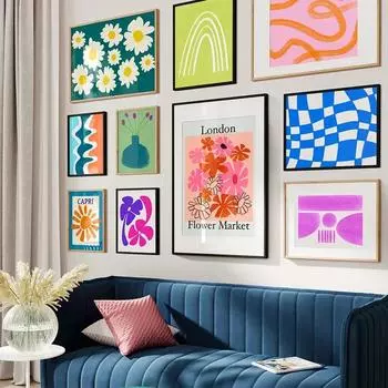 Абстрактная красочная галерея, цветочный рынок, Радуга, холст, живопись, настенные художественные постеры и принты, настенные панно для декора гостиной 21x30cm No Framed