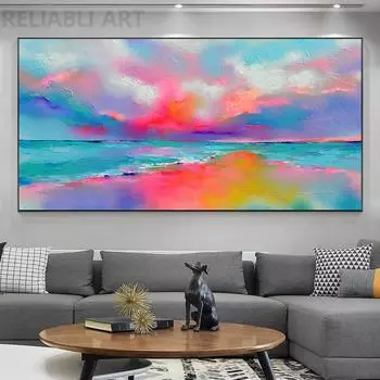 Абстрактная красочная картина маслом, печать на холсте, грязная текстура, картина, настенное искусство, облачный пейзаж, постеры и принты для гостиной 20cm40cm NoFrame