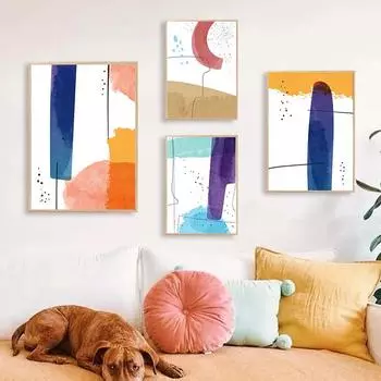 Абстрактная красочная настенная живопись в стиле бохо, холст, художественная картина, скандинавский домашний декор, печатные постеры для современной гостиной, Декор, фреска 21cm30cm NoFrame