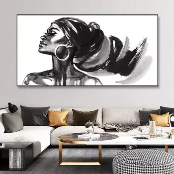 Абстрактная красота Африканская женщина Холст Картина Акварельные постеры и принты Настенные художественные фотографии Гостиная Домашний декор без рамки 20*40cm