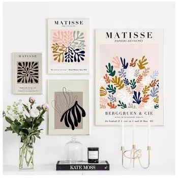 Абстрактная кривая, геометрический постер, Матисс, холст, живопись, красочные стильные постеры и принты, настенное искусство для гостиной, домашний декор, без рамы 21*30cm