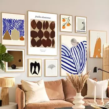 Абстрактная кривая линия, пижама для девочек, женская геометрическая настенная живопись на холсте, постеры и принты, настенные панно для декора гостиной A4 21X30cm No Framed