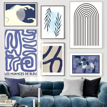 Абстрактная кривая тела, волна, птица, постеры в стиле бохо, радужные линии, настенная живопись на холсте и принты, настенные панно для декора спальни 21x30cm No Framed