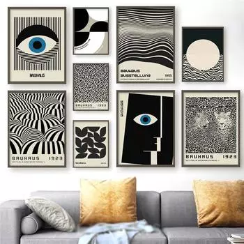 Абстрактная линия Баухаус, картина на холсте, черный глаз, леопард, современные скандинавские настенные художественные постеры и принты, картинки для декора гостиной 21x30cm No Frame