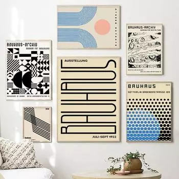 Абстрактная линия Баухаус, настенная живопись на холсте, современный минималистичный стиль, скандинавские постеры и принты, картинки для декора гостиной 21x30cm No Framed