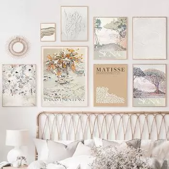 Абстрактная линия Матисса, женское дерево, цветочное настенное искусство, холст, живопись, плакаты на скандинавскую тему и принты, настенные панно для декора гостиной A4 21X30cm No Framed