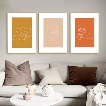 Абстрактная мистическая ручная печать на холсте, картина в стиле бохо, солнечный цветок, сцена, настенные художественные картины, постеры для гостиной, домашний декор, без рамки 21cm30cm NoFrame