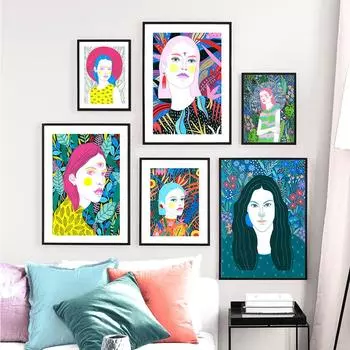 Абстрактная мода для макияжа для девочек, индивидуальная настенная живопись на холсте, постеры на скандинавскую тему и принты, настенные панно для декора гостиной 21cm30cm NoFrame