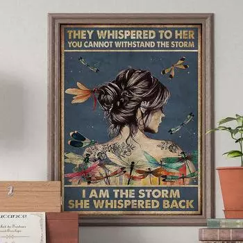 Абстрактная мода Ретро Стрекоза Девушка Стена Искусства Картина Маслом Скандинавский Плакат 21cm30cm NoFrame