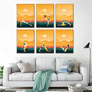 Абстрактная модная девушка, йога, поза плуга, скандинавский винтажный постер, настенные художественные принты, холст, картина, Декор, фотографии для гостиной 21cm30cm NoFrame