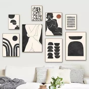 Абстрактная обнаженная женщина, линия, холст, постер, минималистичный геометрический рисунок, картина, принт, настенная художественная картина для гостиной, домашний декор 21 X 30cm No Frame