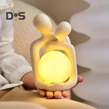 Абстрактная обнимающаяся парная ночник современная керамическая парная настольная лампа для домашнего офиса, спальни, прикроватная декоративная светодиодная настольная лампа A