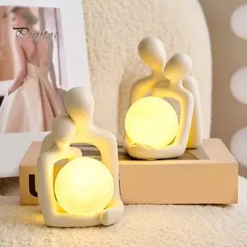 Абстрактная обнимающаяся парная ночник современная керамическая парная настольная лампа для домашнего офиса, спальни, прикроватная декоративная светодиодная настольная лампа A