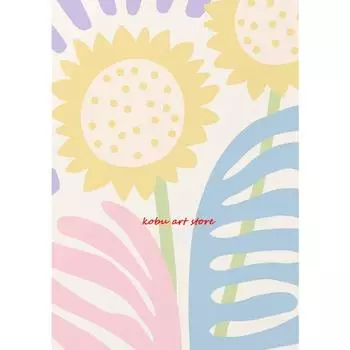 Абстрактная пастельная цветочная иллюстрация в датском стиле, постер и принт с цветами в стиле бохо, холст, живопись, настенное искусство, картина для декора гостиной 21cm30cm NoFrame