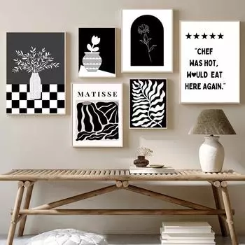 Абстрактная печать Матисса Настенное искусство Цветочная ваза Картина на холсте Алфавит Цветной блок Плакат Гостиная Прихожая Спальня Домашний декор 21x30cm No Framed